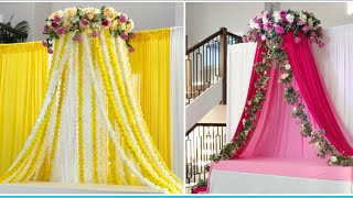 DIY Mehndi amp Haldi Decor DiyHula Hoop Floral Traditional Backdrop DIYDesi wedding Decor [upl. by Durante920]