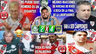 MEJORES REACCIONES DE HINCHAS DE RIVER A PALMEIRAS VS BOCA 11 24 PENALTIS FINALISTA CON ROMERO [upl. by Meta]