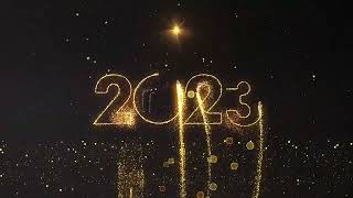 2023 New year animation on Black background  Golden 2023 Happy new year greeting [upl. by Avot914]