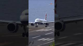 Speedbird British Airways stork landing smooth madeiraairport aviation shorts [upl. by Tressa538]