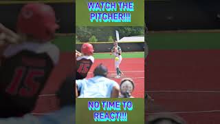 NO TIME TO REACT  SOFTBALL LASER BLAST HITS PITCHER TURNS TO OUT [upl. by Aligna]