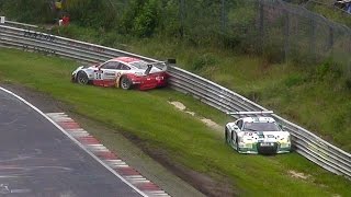 Nordschleife Crash  Spin Porsche GT3R Sabine Schmitz amp Audi R8 LMS Ultra  Nürburgring [upl. by Furlong635]