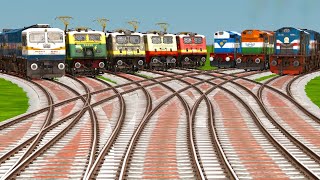 8 INDIAN TRAINS CROSSING BY RISKY RAILROAD TRACKS  Train Simulator Classic [upl. by Slorac253]