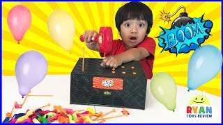 BLAST BOX BALLOON EXPLOSION Pop Challenge Family Fun Egg Surprise Toys for Kids [upl. by Anayeek]