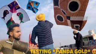 Testing PANDA GOLD😍 INDIAN MANJHA🔥flying big kites🪁 desi patangbaazi 😍monokite vs monofillgold [upl. by Odrahcir]