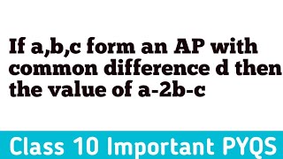 If abc form an AP with common difference d then the value of a2bc [upl. by Oivaf]