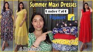 Flipkart Maxi Dress Haul Under ₹500  Printed Floral CottonChiffon Dresses  New Summer Dress Tryon [upl. by Eyot]