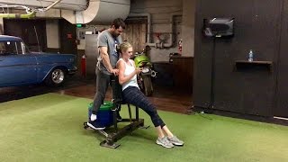 Kate Upton 500 Pound Reverse Sled Push [upl. by Fawn]