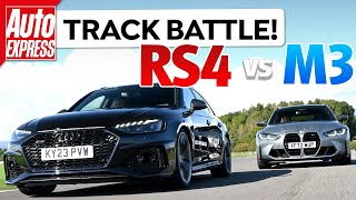 Auto Express Track Battle – Audi RS4 Competition vs BMW M3 Touring Competition [upl. by Engapmahc430]