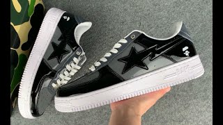 A BATHING APE BAPE STA LOW BLACK GREY [upl. by Kienan592]