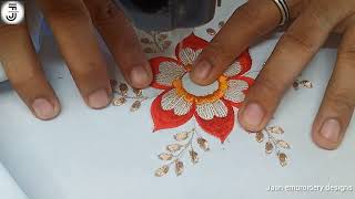 Sewing machine embroidery designs  embroidery kurti design  flower design [upl. by Kresic]