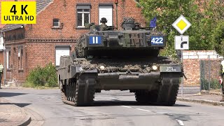 Kompanie Kampfpanzer Leopard 2 fährt durch Ortschaft Straßensanierung [upl. by Oly994]