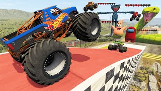 Monster Truck Madness LIVE  Long Jumps and Crashes  BeamNG Drive  Griffs Garage [upl. by Lindsay]