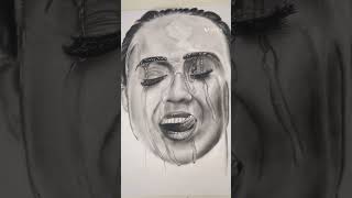 Hyper realistic portrait charcoalpotrait charcoalart sketch realisticyoutubeshorts [upl. by Atinreb]