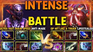 INTENSE HARD CARRY BATTLE  Fast Farm Speed Anti Mage Vs OP Hit Like A Truck Lifestealer DotA 2 [upl. by Salocin257]