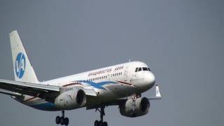 Vladivostok Air Tupolev Tu204300 Landing at Narita [upl. by Mayram]