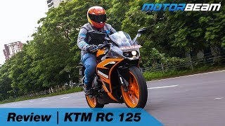 KTM RC 125 Review  The Youngest Supersport  MotorBeam [upl. by Ahsiekal]