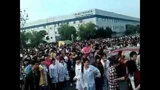 China Labor Watch 6000worker strike in Flextronics Shanghai 1 [upl. by Euqinahc]