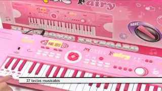 ORGANETA PIANO TECLADO ROSADA DE JUGUETE PARA NIÑAS 37 TECLAS CON MICROFONO Y ADAPTADOR [upl. by Enehpets965]