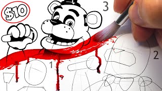 HORROR Artist vs 10 How To Draw FNAF Art Book ✍️ [upl. by Ellerahs]