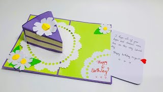 Birthday Cake pop up card tutorial  DIY pop up Cake card  Easy Birthday Card  DG Handmade [upl. by Wons]