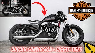 🏍️ Harley Davidson Forty Eight Sportster Build Under 9mins  Bobber Conversion [upl. by Culhert]