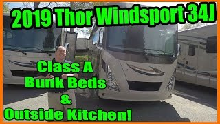 2019 Thor Windsport 34J  Class A Bunk Beds and Outside Kitchen [upl. by Bink]