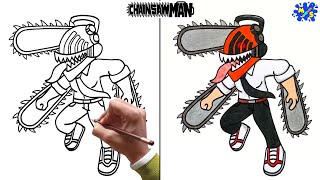 Chainsaw Man Drawing  How to Draw Chainsaw Man Full Body Step by Step [upl. by Araihc371]