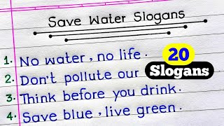 Save Water Slogans in English  Slogan On Water  Slogan On Water Conservation in English [upl. by Eessej]