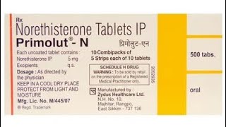 Primolut N Tablet Use Dose Side Effects and Price in Hindi  Norethisterone [upl. by Trisa]