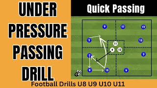 Passing Under Pressure Football Drill  footballSoccer Drills  quick passing U8 U9 U10 U11 [upl. by Amabel]