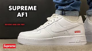 Supreme Nike Air Force 1 Low White Review and On Feet [upl. by Tra]