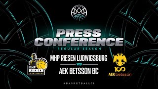 MHP RIESEN Ludwigsburg v AEK BETSSON BC  Press Conference  BCL 202324 [upl. by Adnocahs261]