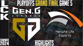 GEN vs HLE Highlights Game 5  LCK GRAND FINAL Summer 2024 Playoffs  GenG vs Hanwha Life Esports [upl. by Lanam]