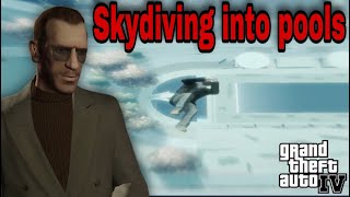 GTA 4  Skydiving into Pools [upl. by Rasure]