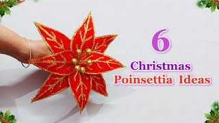 6 Christmas Poinsettia flower making with simple materials Part 1 DIY Christmas craft idea🎄244 [upl. by Niltiac441]