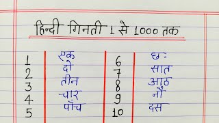 हिंदी गिनती 1 से 1000 तक  Hindi counting 1 to 1000  Hindi ginti 1 se 1000 tak [upl. by Bartram414]