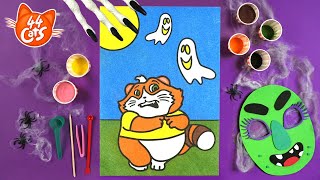 44 Cats  Lets colour Meatball and the little ghosts with sand  Halloween fun for kids [upl. by James]