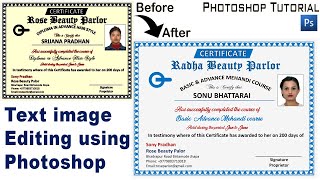 Photoshop Tutorial  Text image Editing using Photoshop  How to edit text from JPEG Scan file [upl. by Aerb]