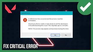 FIX Valorant Critical Error in ONE STEP 2024 [upl. by Dazhehs]