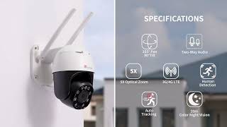 Ctronics 4G LTE Cellular Security Camera Outdoor with 5X Optical Zoom [upl. by Arlinda]