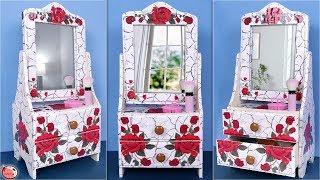 DIY Mini Dressing Table Making at Home  Space Saving Organization Idea [upl. by Lakin580]