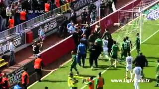 Kasimpasa vs Bursaspor 20 Goalkeeper fight with fans [upl. by Bonita]