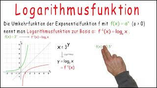 Erklärvideodie Logarithmusfunktion Umkehrfunktion der Exponentialfunktion [upl. by Redneval]