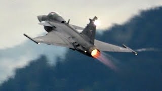 4Kᵁᴴᴰ Saab JAS 39C Gripen HOT Show in Cold Weather  AIRPOWER ZELTWEG 2019 [upl. by Damales243]