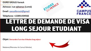 Exemple de lettre de demande de visa long séjour étudiant campus France [upl. by Semajwerdna]