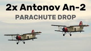 2x Antonov An2 PARACHUTE DROP  4K  14th HISTORICAL AIRSHOW 2024 [upl. by Sidonnie805]