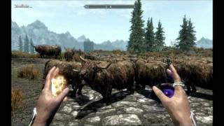 Skyrim 100 Cows vs Unrelenting Force Shout [upl. by Ettenav595]