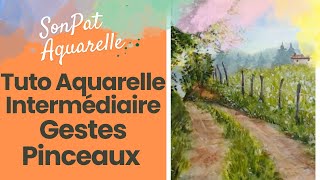 Apprendre laquarelle facilement  les gestes pinceaux en temps réel avec une aquarelle en campagne [upl. by Calder]