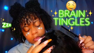 ASMR 💆🏾‍♀️💚✨SCALP MASSAGE amp HAIR PLAY TO RELIEVE TENSION amp STRESS ♡🤤 DEEEP BRAIN TINGLES✨ [upl. by Hurwit383]